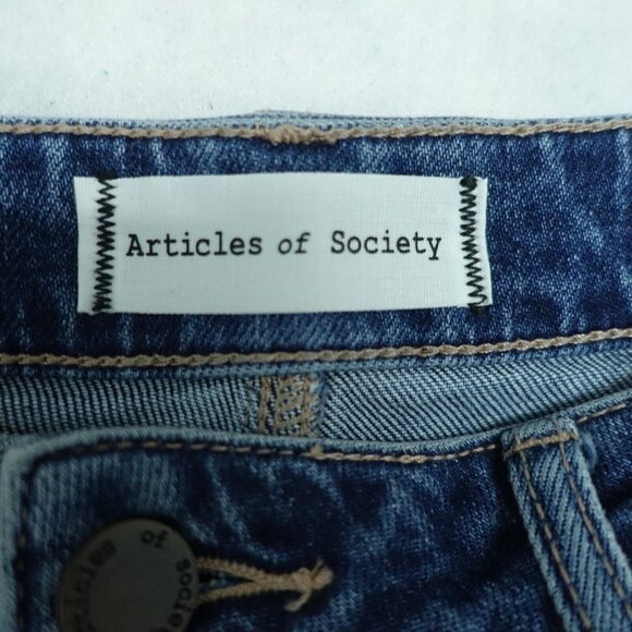Articles of Society Straight Leg Jeans Women's Size 28 Blue Cotton Distressed - Picture 5 of 14